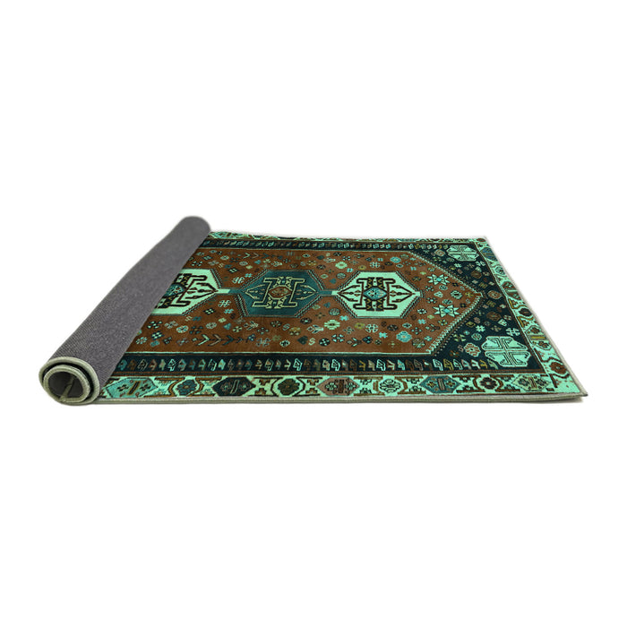Sideview of Persian Turquoise Traditional Rug, tr3080turq
