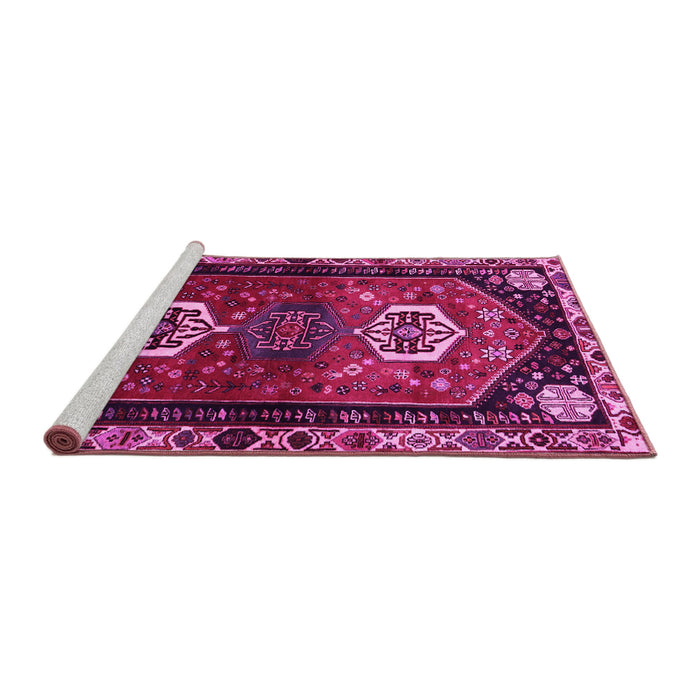 Sideview of Machine Washable Persian Pink Traditional Rug, wshtr3080pnk