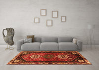 Machine Washable Persian Orange Traditional Rug, wshtr3080org