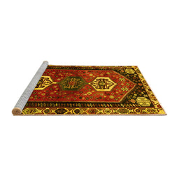 Sideview of Machine Washable Persian Yellow Traditional Rug, wshtr3080yw