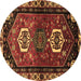 Round Machine Washable Persian Brown Traditional Rug, wshtr3080brn