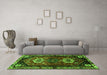 Machine Washable Persian Green Traditional Area Rugs in a Living Room,, wshtr3080grn