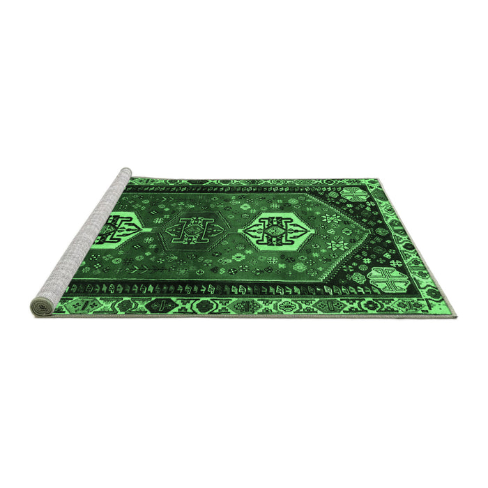 Sideview of Machine Washable Persian Emerald Green Traditional Area Rugs, wshtr3080emgrn