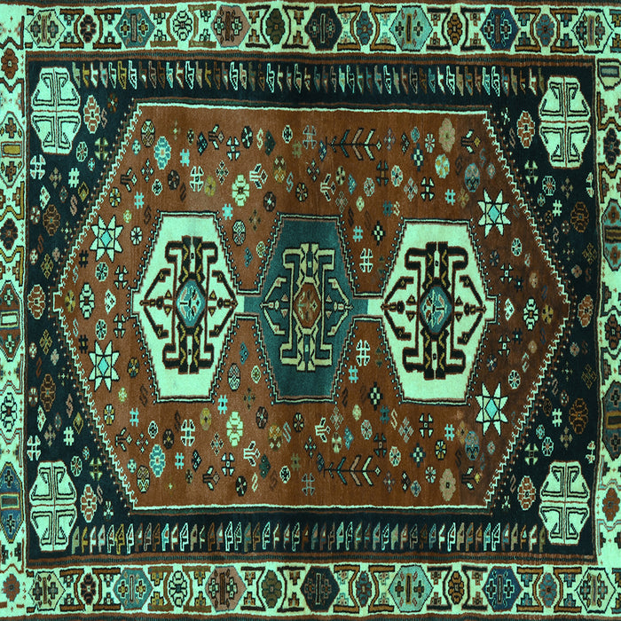 Square Machine Washable Persian Turquoise Traditional Area Rugs, wshtr3080turq