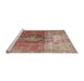 Sideview of Machine Washable Traditional Light Copper Gold Rug, wshtr3081