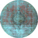 Round Persian Light Blue Traditional Rug, tr3081lblu