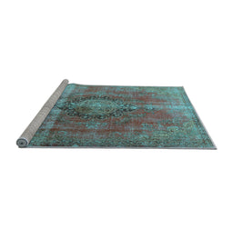Sideview of Machine Washable Persian Light Blue Traditional Rug, wshtr3081lblu