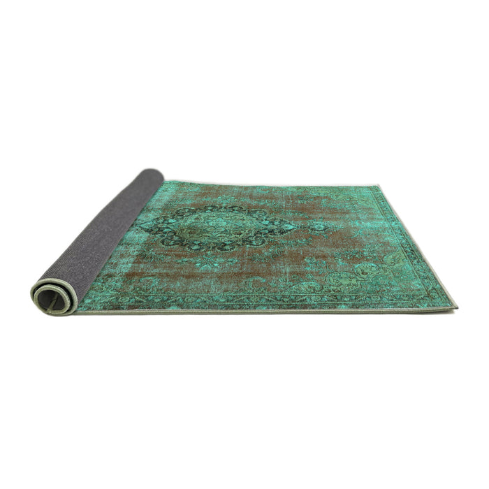 Sideview of Persian Turquoise Traditional Rug, tr3081turq