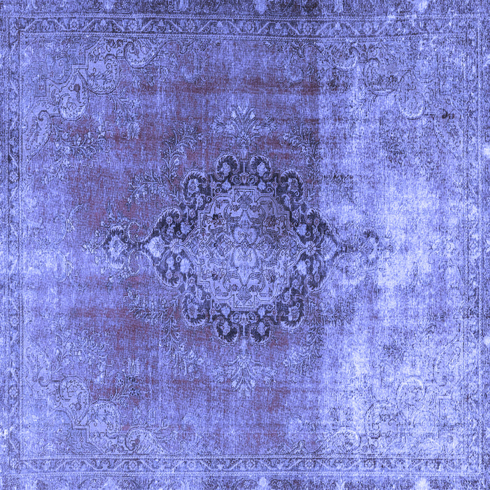 Square Machine Washable Persian Blue Traditional Rug, wshtr3081blu