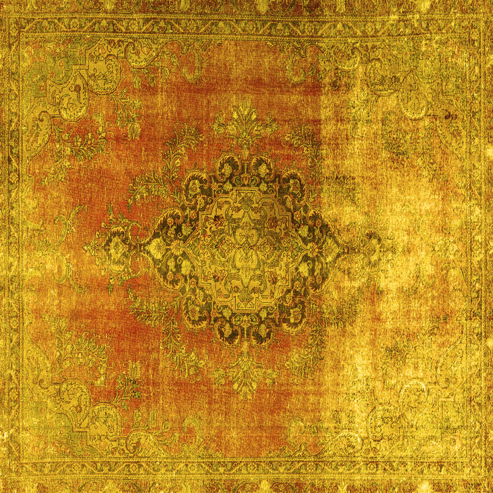 Square Machine Washable Persian Yellow Traditional Rug, wshtr3081yw