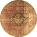 Round Persian Brown Traditional Rug, tr3081brn