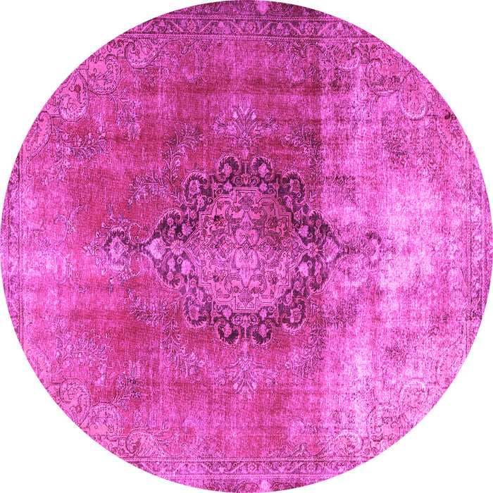Round Machine Washable Persian Pink Traditional Rug, wshtr3081pnk