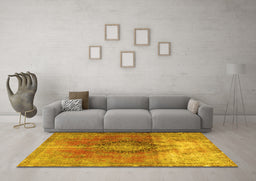Machine Washable Persian Yellow Traditional Rug in a Living Room, wshtr3081yw