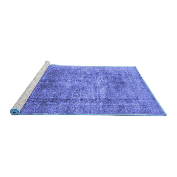 Sideview of Machine Washable Persian Blue Traditional Rug, wshtr3082blu