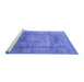 Sideview of Machine Washable Persian Blue Traditional Rug, wshtr3082blu