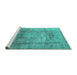 Sideview of Machine Washable Persian Turquoise Traditional Area Rugs, wshtr3082turq