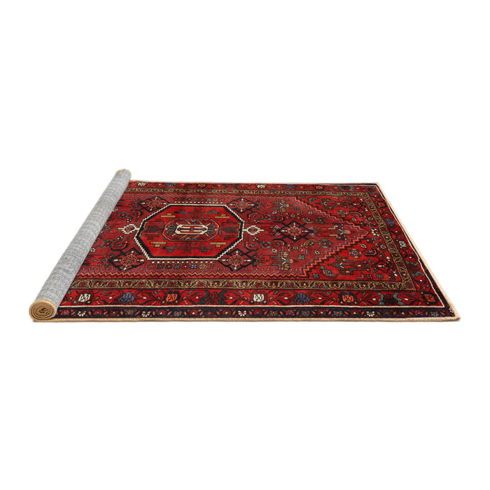 Sideview of Machine Washable Traditional Dark Sienna Brown Rug, wshtr3083