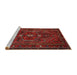 Sideview of Machine Washable Traditional Dark Sienna Brown Rug, wshtr3083