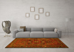 Machine Washable Persian Yellow Traditional Rug in a Living Room, wshtr3083yw