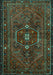 Machine Washable Persian Turquoise Traditional Area Rugs, wshtr3083turq