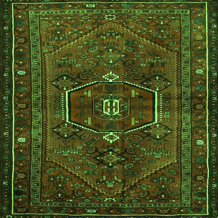 Round Machine Washable Persian Green Traditional Area Rugs, wshtr3083grn