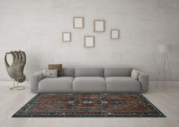 Machine Washable Persian Light Blue Traditional Rug in a Living Room, wshtr3083lblu