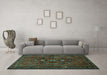 Machine Washable Persian Turquoise Traditional Area Rugs in a Living Room,, wshtr3083turq