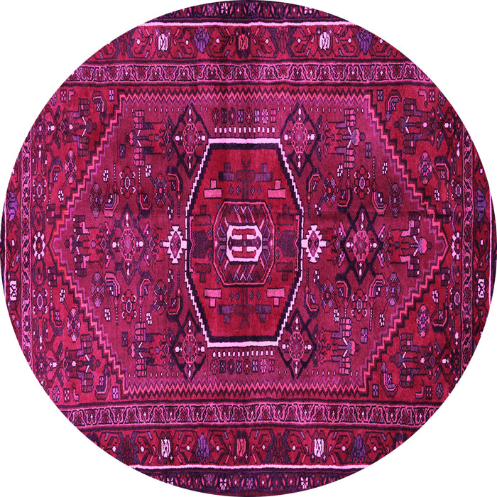 Round Machine Washable Persian Pink Traditional Rug, wshtr3083pnk