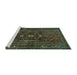 Sideview of Machine Washable Persian Turquoise Traditional Area Rugs, wshtr3083turq