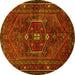 Round Persian Yellow Traditional Rug, tr3083yw