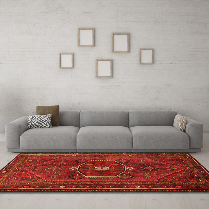 Machine Washable Persian Orange Traditional Area Rugs in a Living Room, wshtr3083org