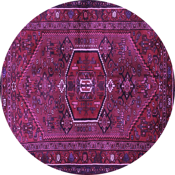 Round Machine Washable Persian Purple Traditional Area Rugs, wshtr3083pur