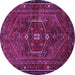 Round Machine Washable Persian Purple Traditional Area Rugs, wshtr3083pur