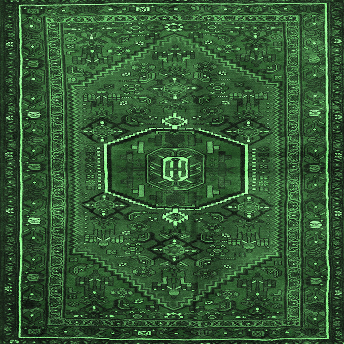 Square Persian Emerald Green Traditional Rug, tr3083emgrn