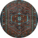Round Persian Light Blue Traditional Rug, tr3083lblu