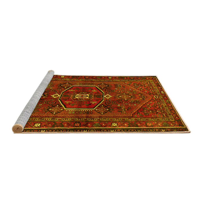 Sideview of Machine Washable Persian Yellow Traditional Rug, wshtr3083yw