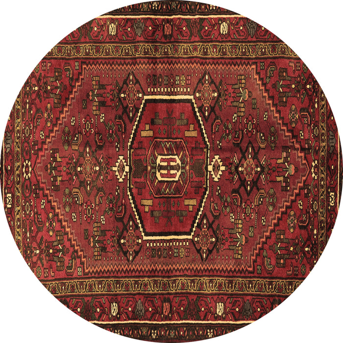Round Persian Brown Traditional Rug, tr3083brn
