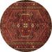 Round Persian Brown Traditional Rug, tr3083brn