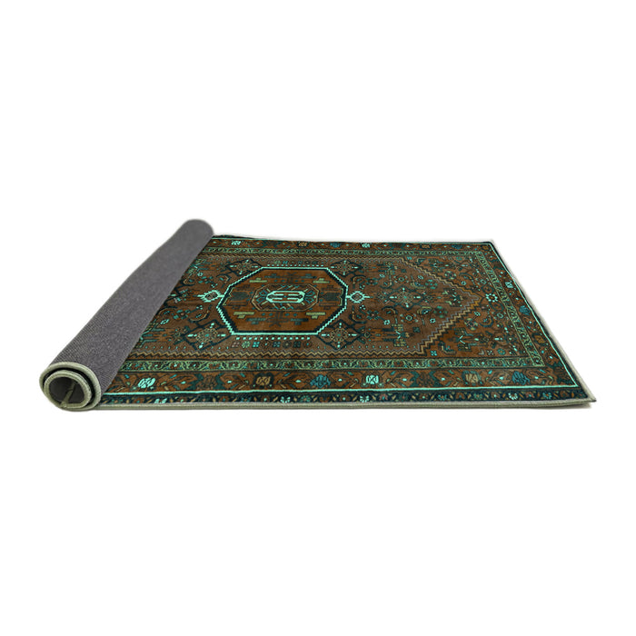 Sideview of Persian Turquoise Traditional Rug, tr3083turq
