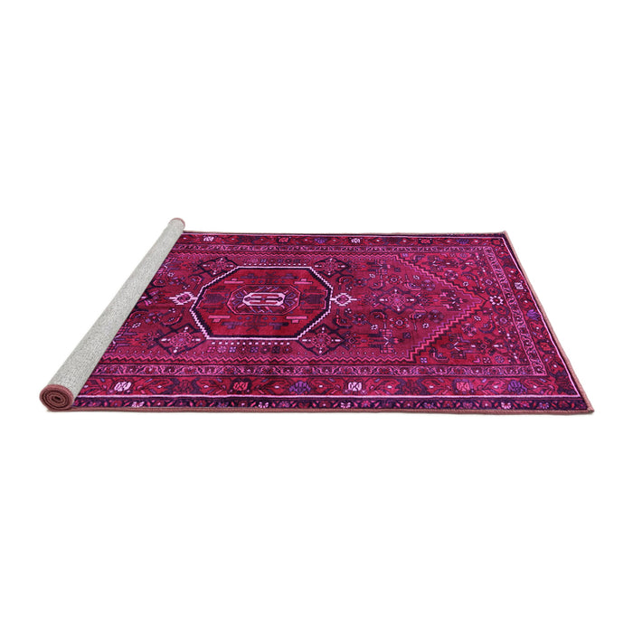 Sideview of Machine Washable Persian Pink Traditional Rug, wshtr3083pnk