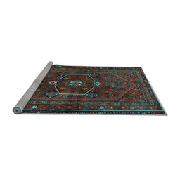 Sideview of Machine Washable Persian Light Blue Traditional Rug, wshtr3083lblu