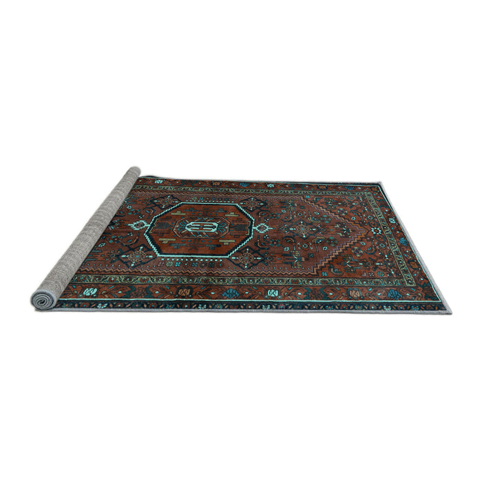 Sideview of Machine Washable Persian Light Blue Traditional Rug, wshtr3083lblu