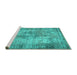 Sideview of Machine Washable Persian Turquoise Traditional Area Rugs, wshtr3084turq