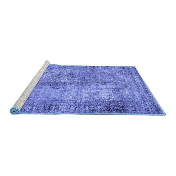 Sideview of Machine Washable Persian Blue Traditional Rug, wshtr3084blu
