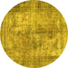 Round Persian Yellow Traditional Rug, tr3084yw