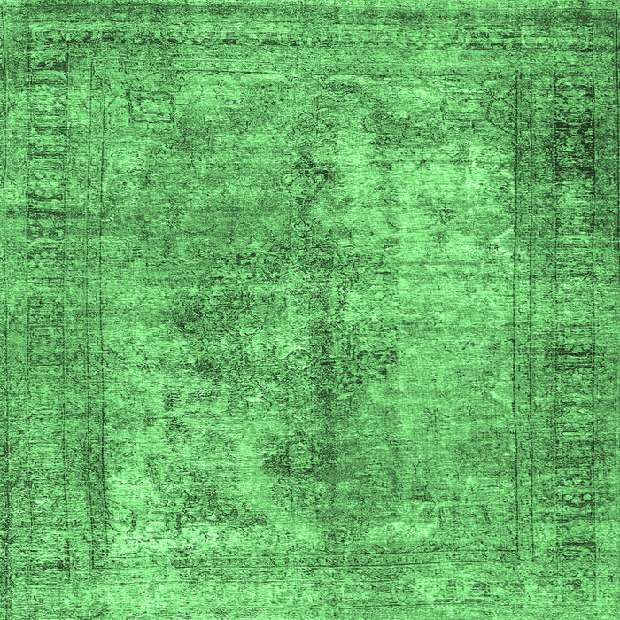 Square Machine Washable Persian Emerald Green Traditional Area Rugs, wshtr3084emgrn