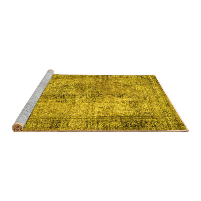 Sideview of Machine Washable Persian Yellow Traditional Rug, wshtr3084yw