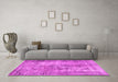 Machine Washable Persian Pink Traditional Rug in a Living Room, wshtr3084pnk