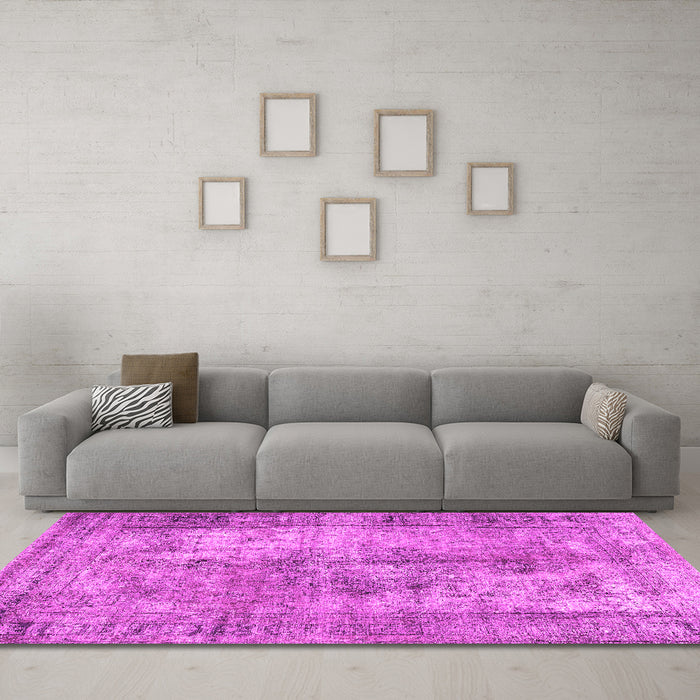 Machine Washable Persian Pink Traditional Rug in a Living Room, wshtr3084pnk