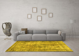 Machine Washable Persian Yellow Traditional Rug in a Living Room, wshtr3084yw